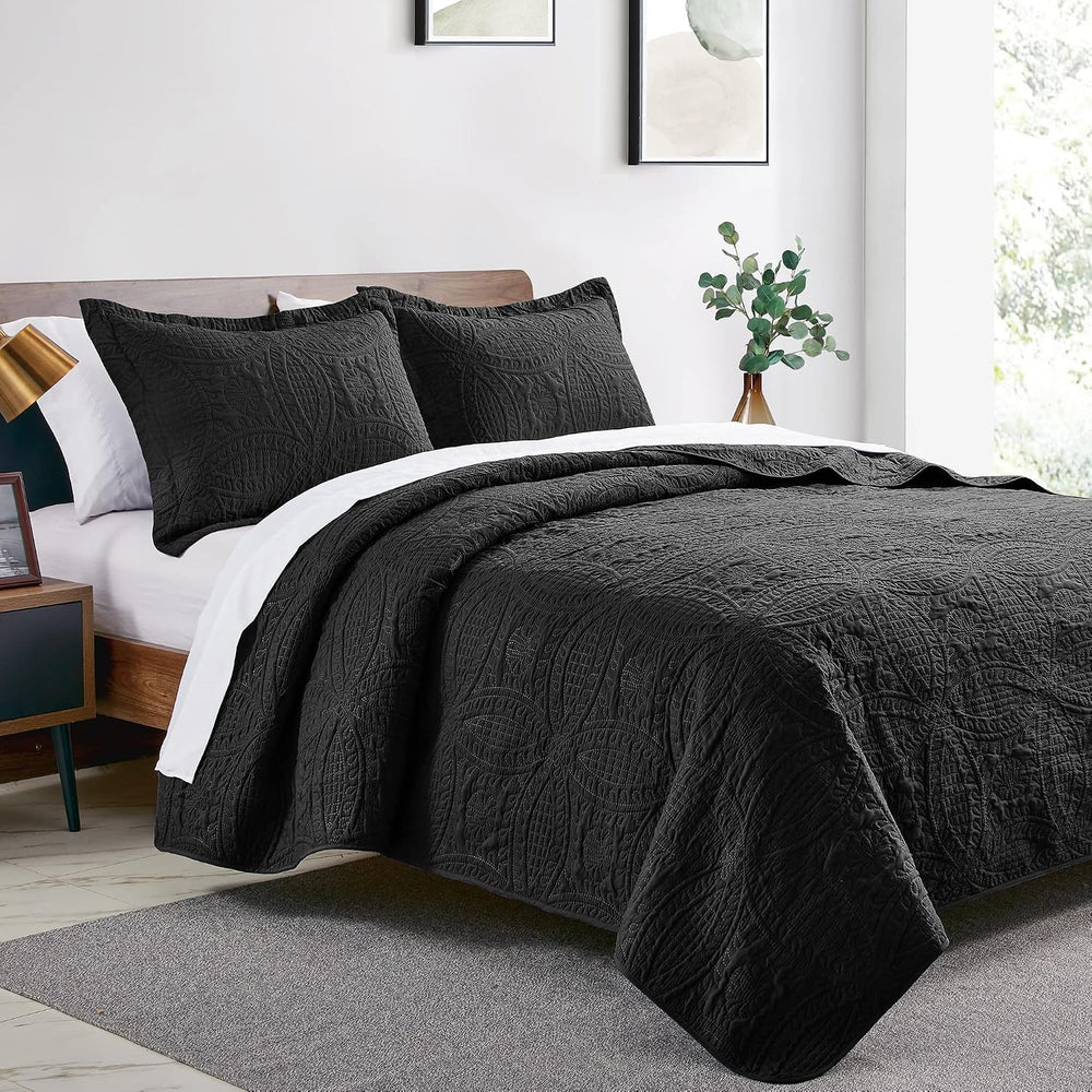 Love's cabin Quilts for Queen Bed Black Bedspreads - Soft Bed Fall Lightw...