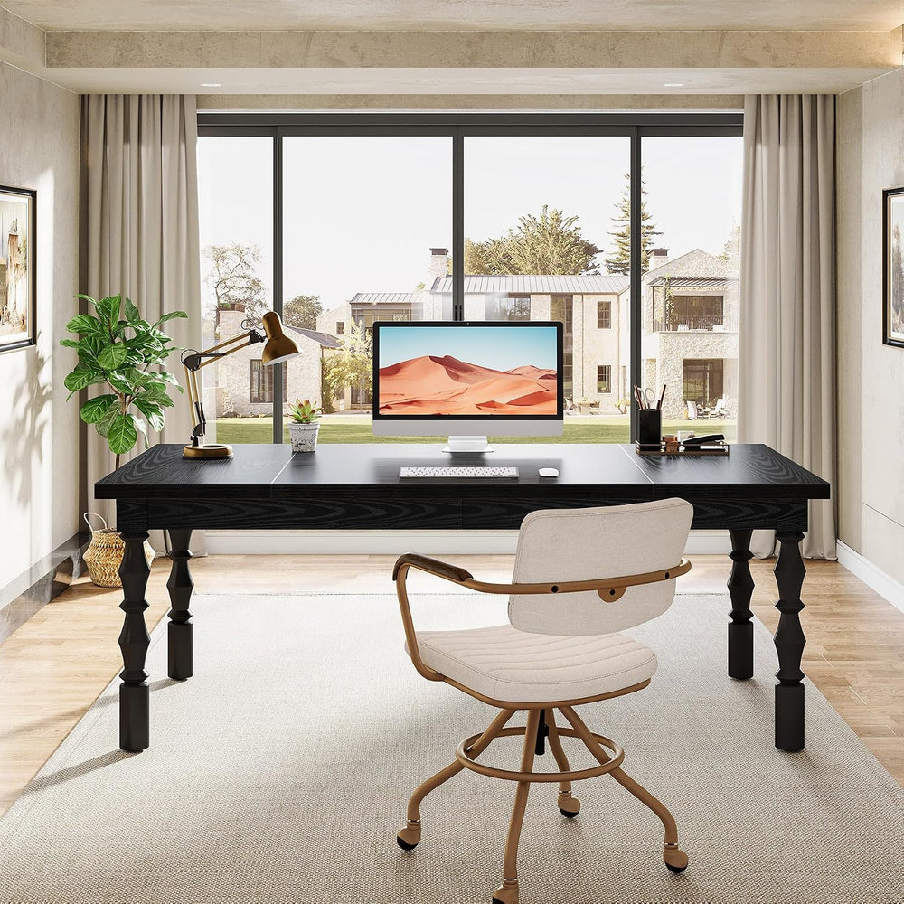Tribesigns Large Black Executive Office Desk, 62.2" Farmhouse Computer Desk