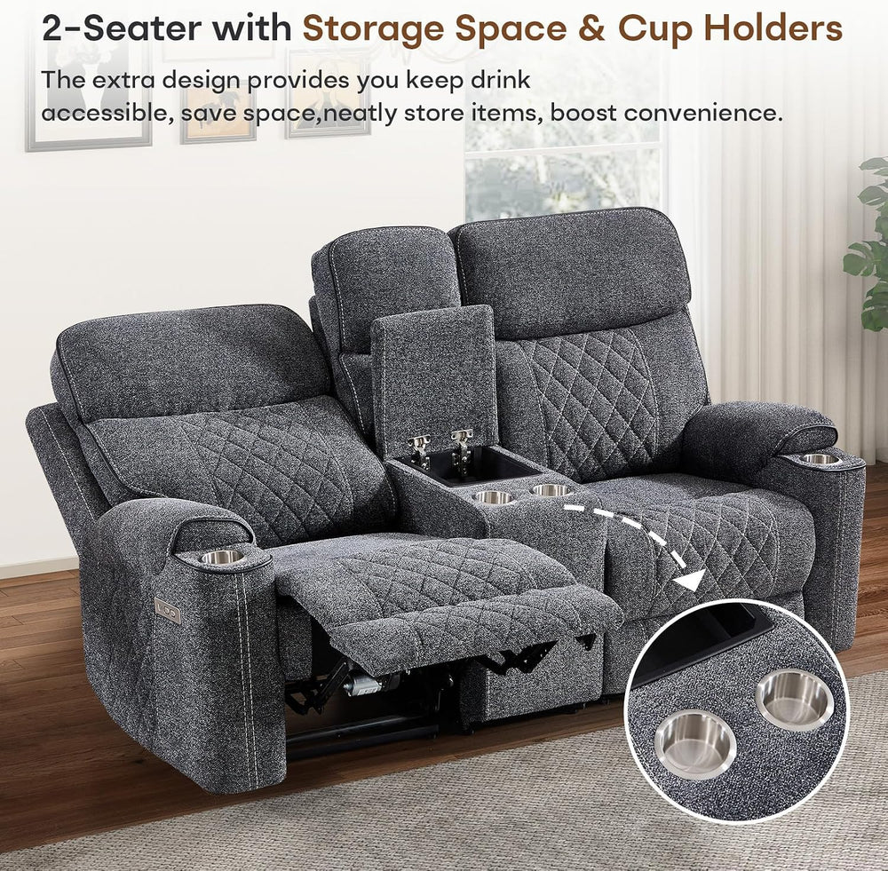 HAOMARKETS 3-Piece Power Recliner Sofa Set with Charging Port, Include Single...