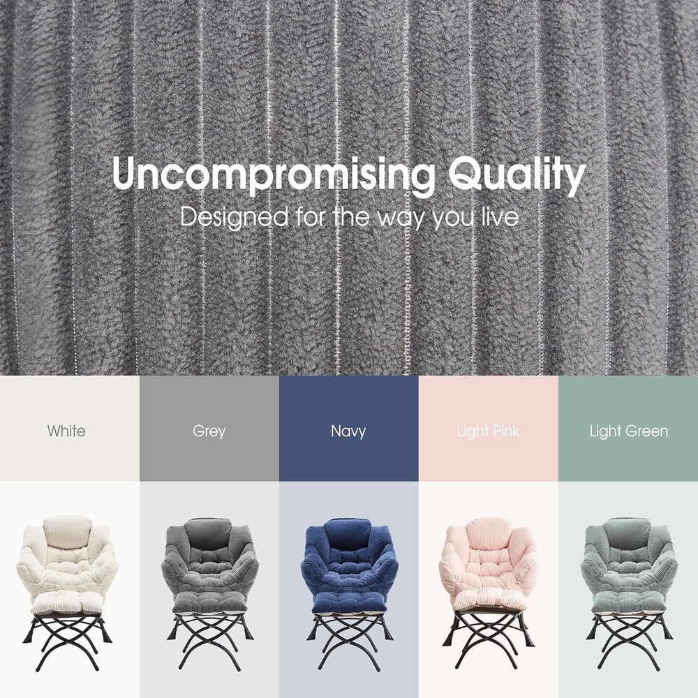 Lazy Chair with Ottoman, Grey