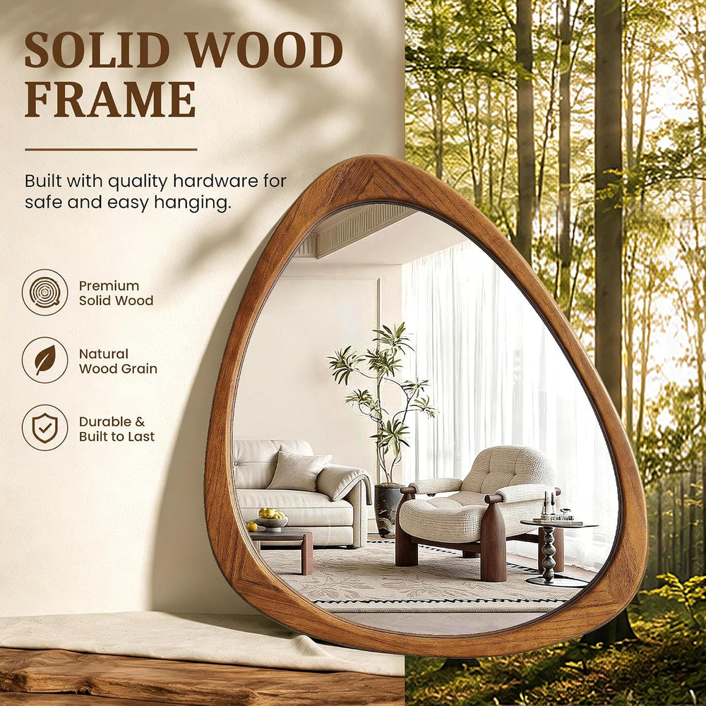 Trsury 24"x19" Solid Wood Asymmetrical Mirror (Natural Wood)
