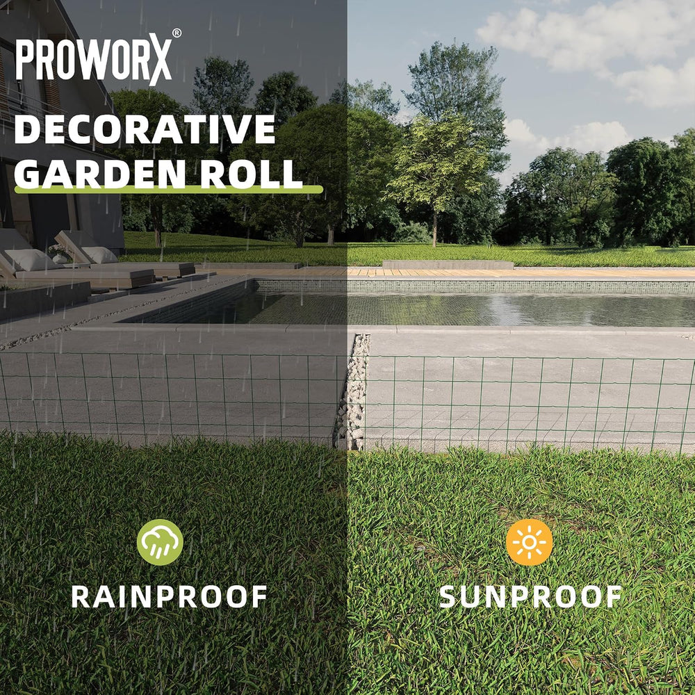 PROWORX Green Small Garden Fence Border Flat Wire Fencing 14”x40’(2 Rolls)
