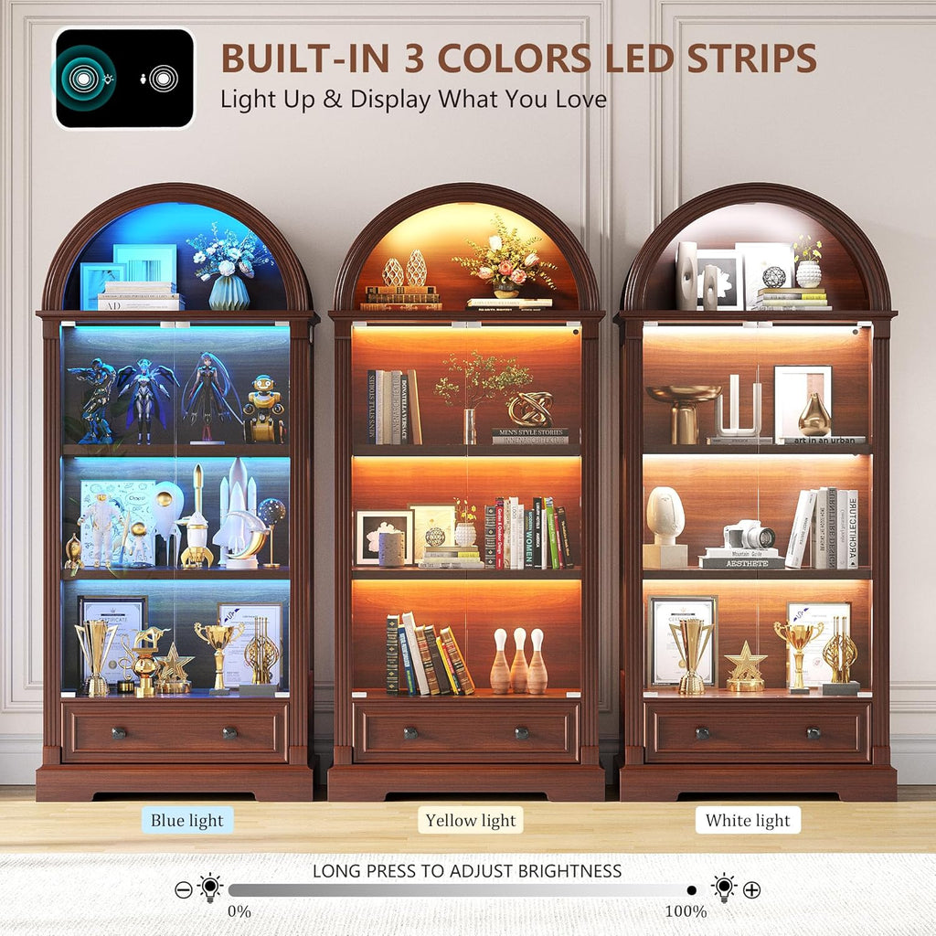 Dystler Curio Cabinet with Glass Doors & LED Lights