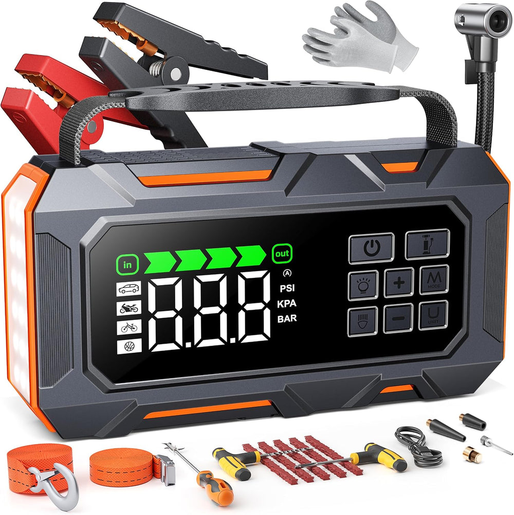 TREKURE 16-in-1 8000A Car Battery Jump Starter with Air Compressor 160PSI, Ju...