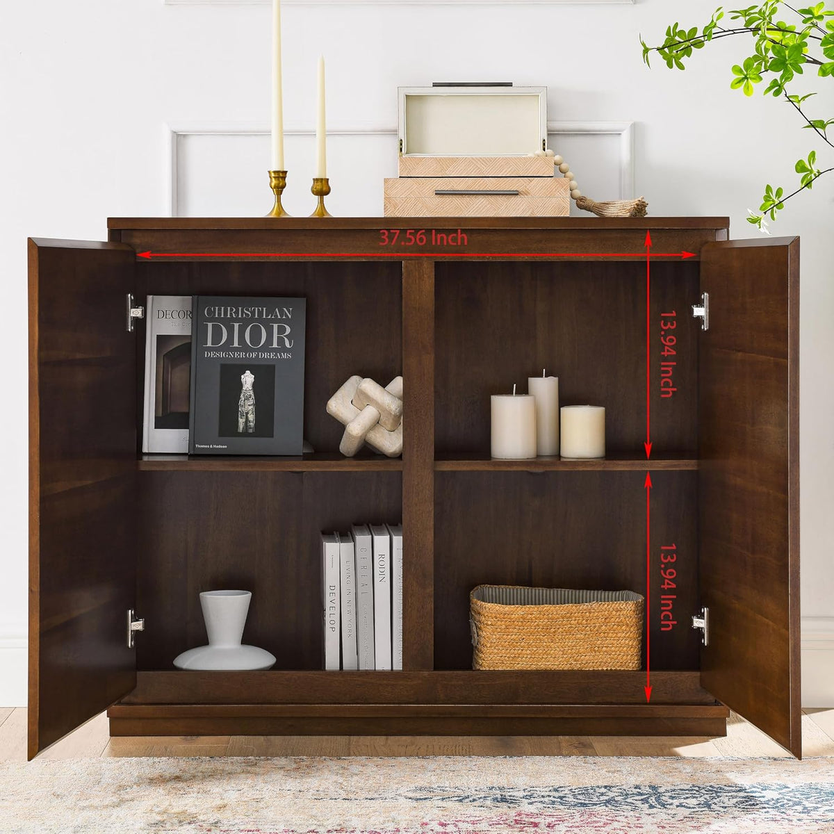 LKTART 39"Real Wood Veneer Narrow Sideboard Buffet,Entryway Storage Cabinet