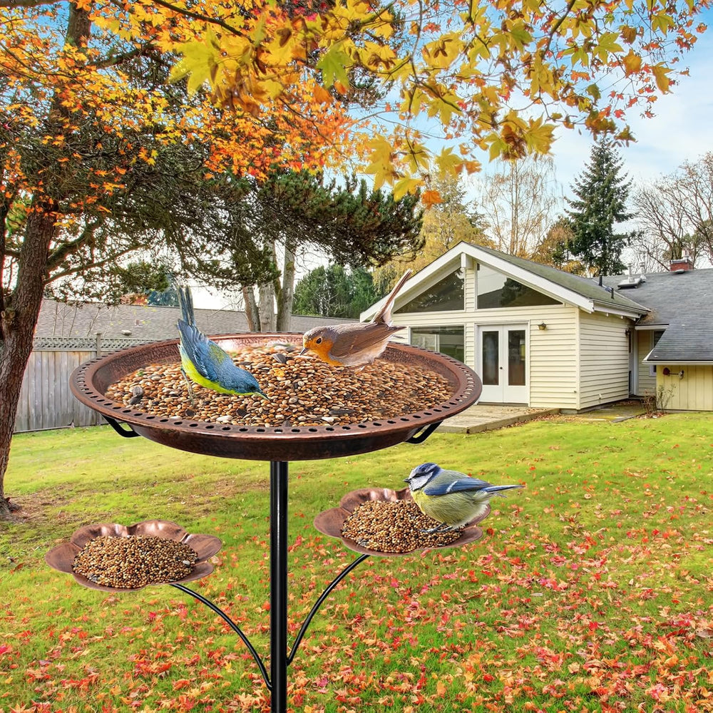 Bird Bath for Outside,Birdbaths with 2 Detachable Flower Feeders