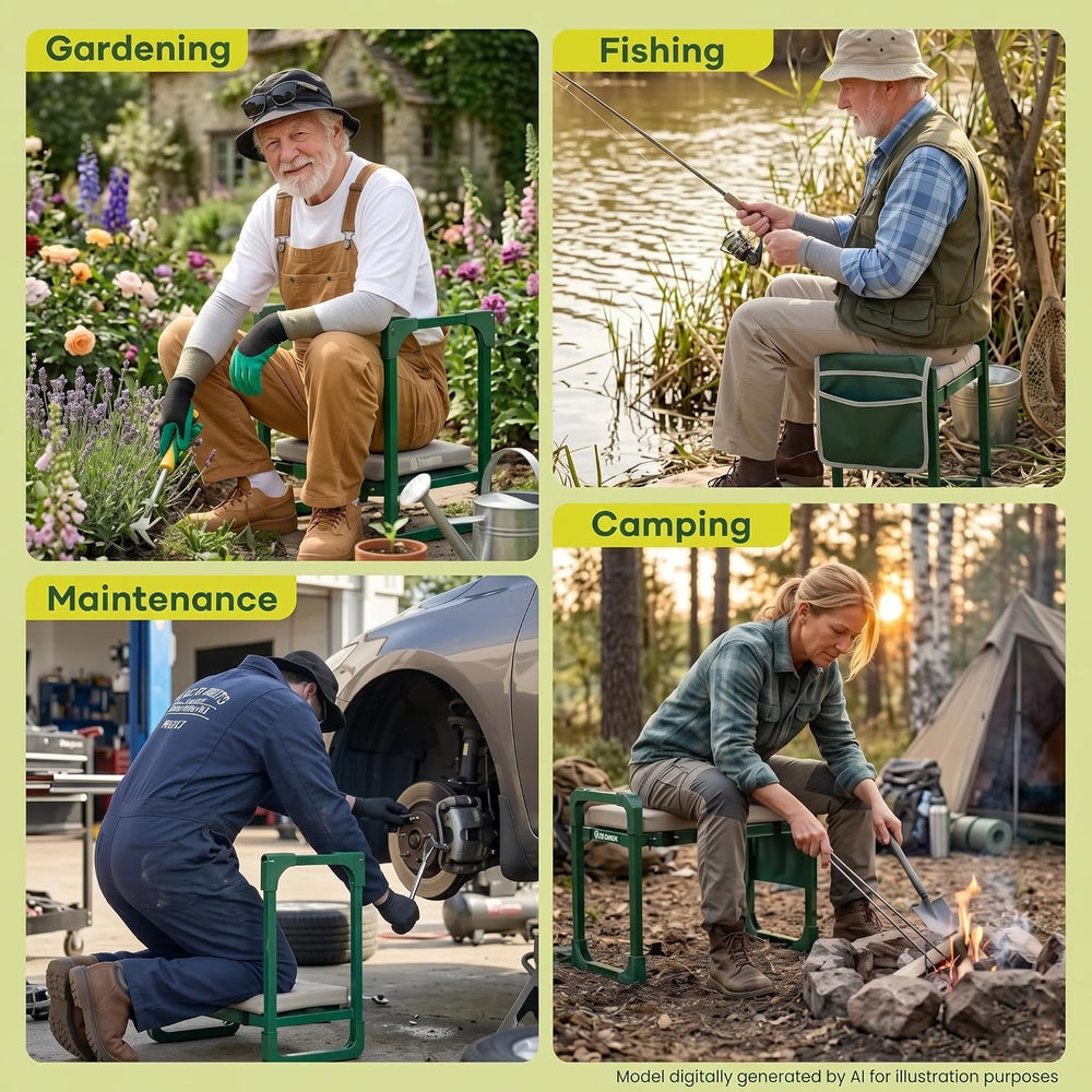 Saker Garden Kneeler and Seat Foldable Gardening Stool with Extendable Legs