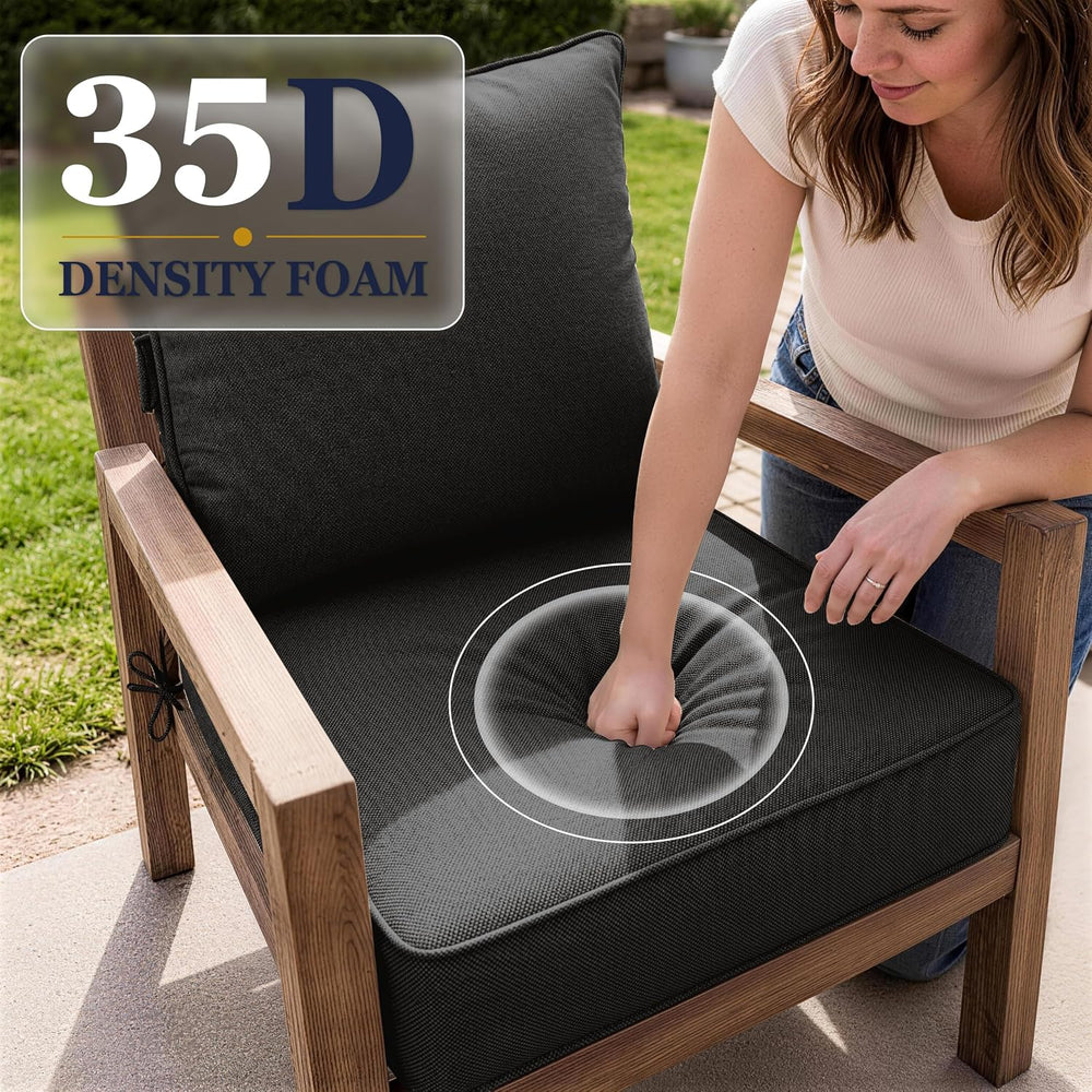 2Pcs Outdoor Seat Cushions 19×19, Waterproof for Patio Chairs, Black