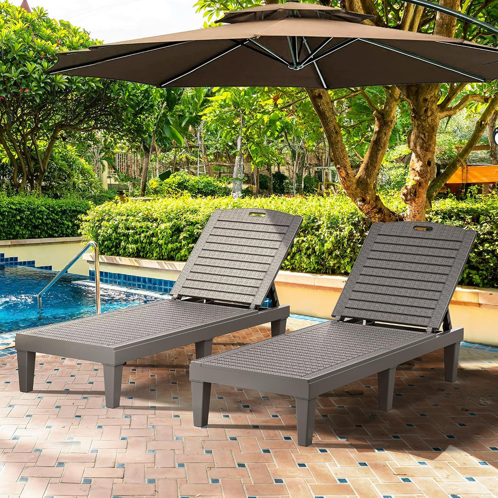 YITAHOME Outdoor Chaise Lounge Chair, Plastic Pool Chaise Lounge with 5-Posit...