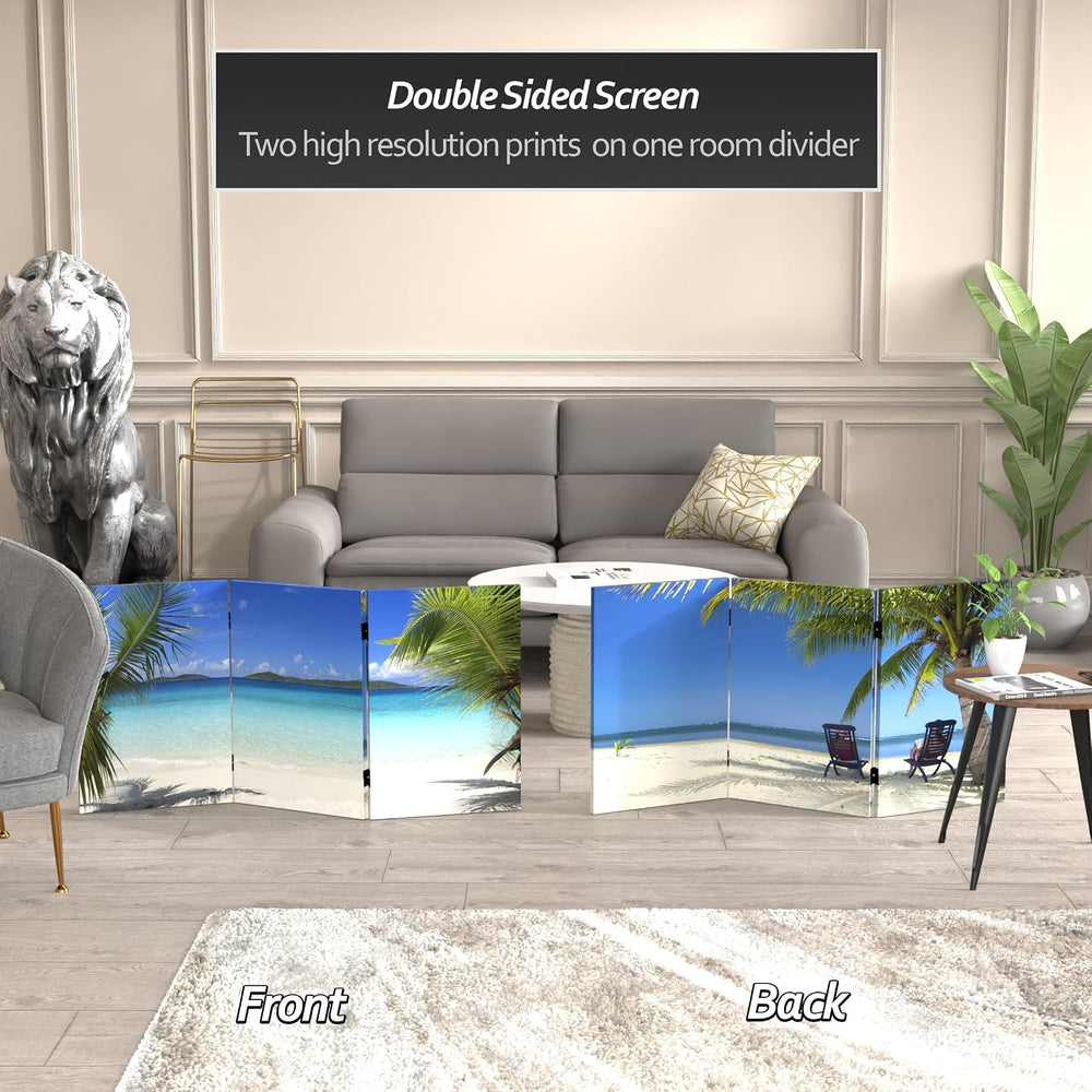 Red Lantern 2 ft. Short Double Sided Beach Canvas Folding Screen 3 Panel Free...
