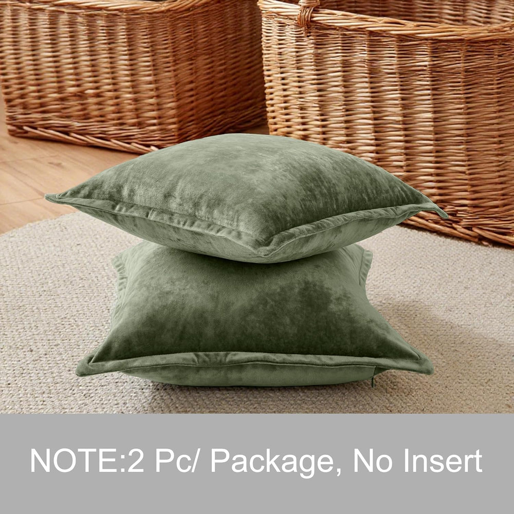 Velvet Pillow Covers 2 Pack Soft 26x26 Pillow Covers Solid Square Euro Shams ...