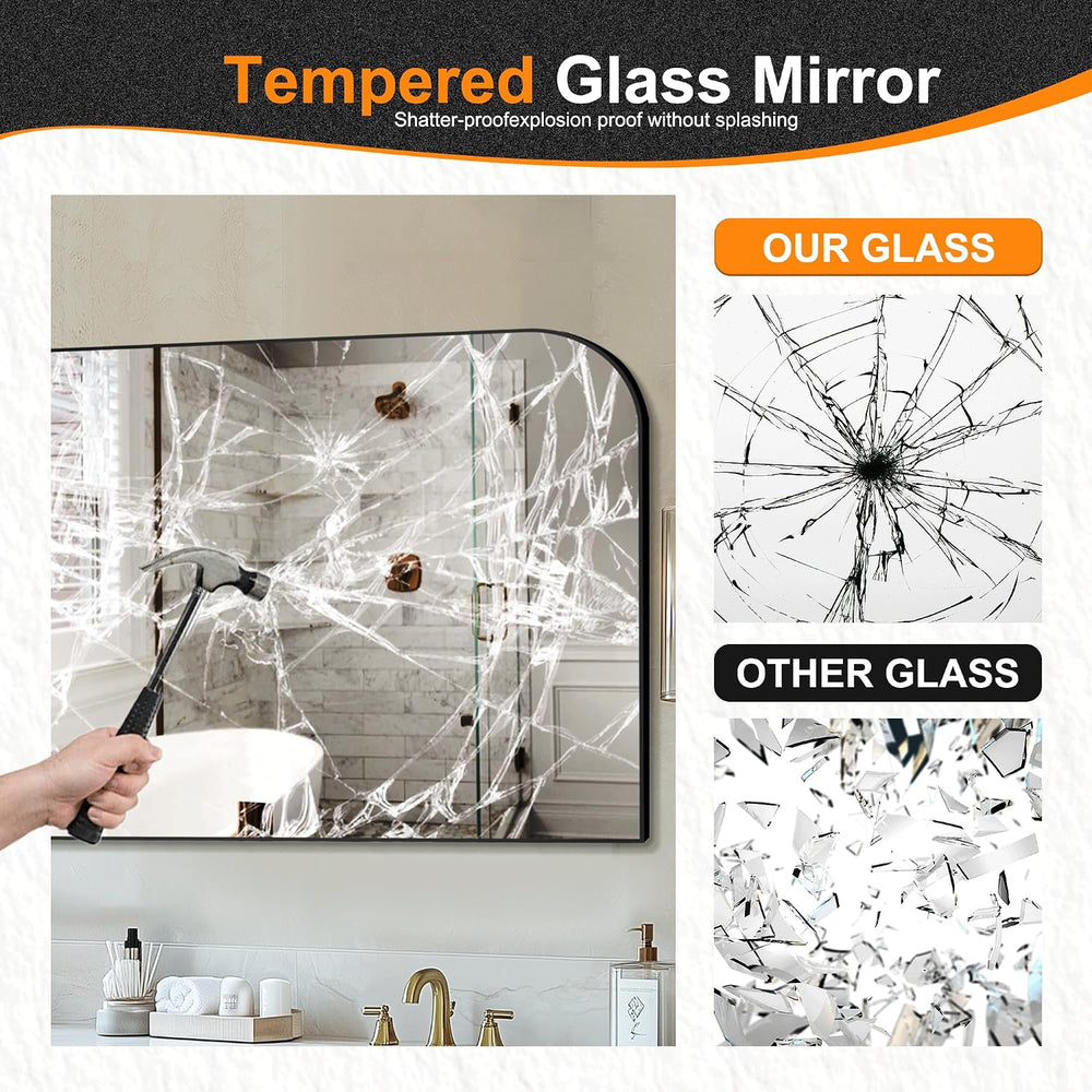 Delma 30"x55" Black Metal Framed Bathroom Mirror for Over Sink