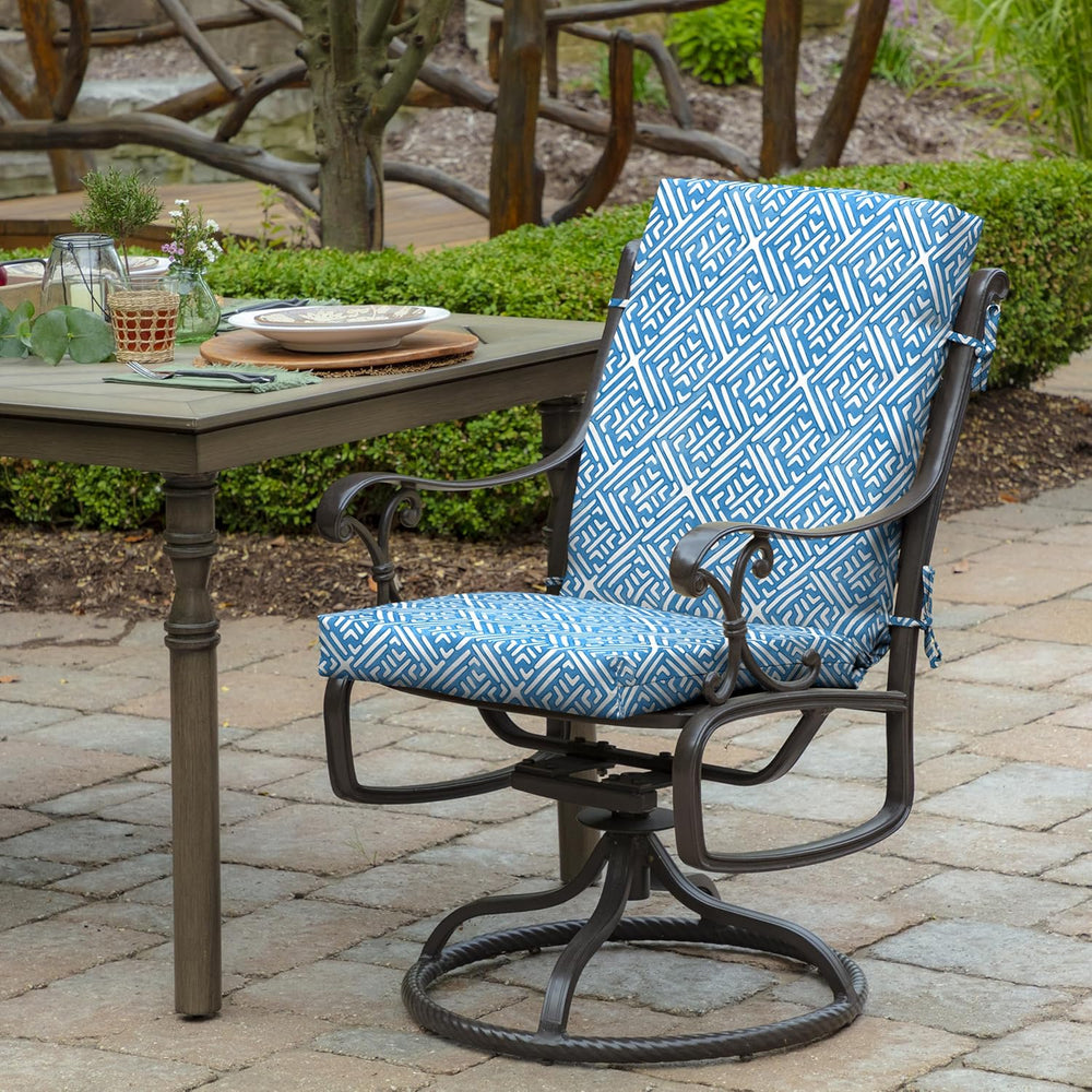 Arden Outdoor Midback Chair Cushion, 18x36.5, Amalfi Blue Tile