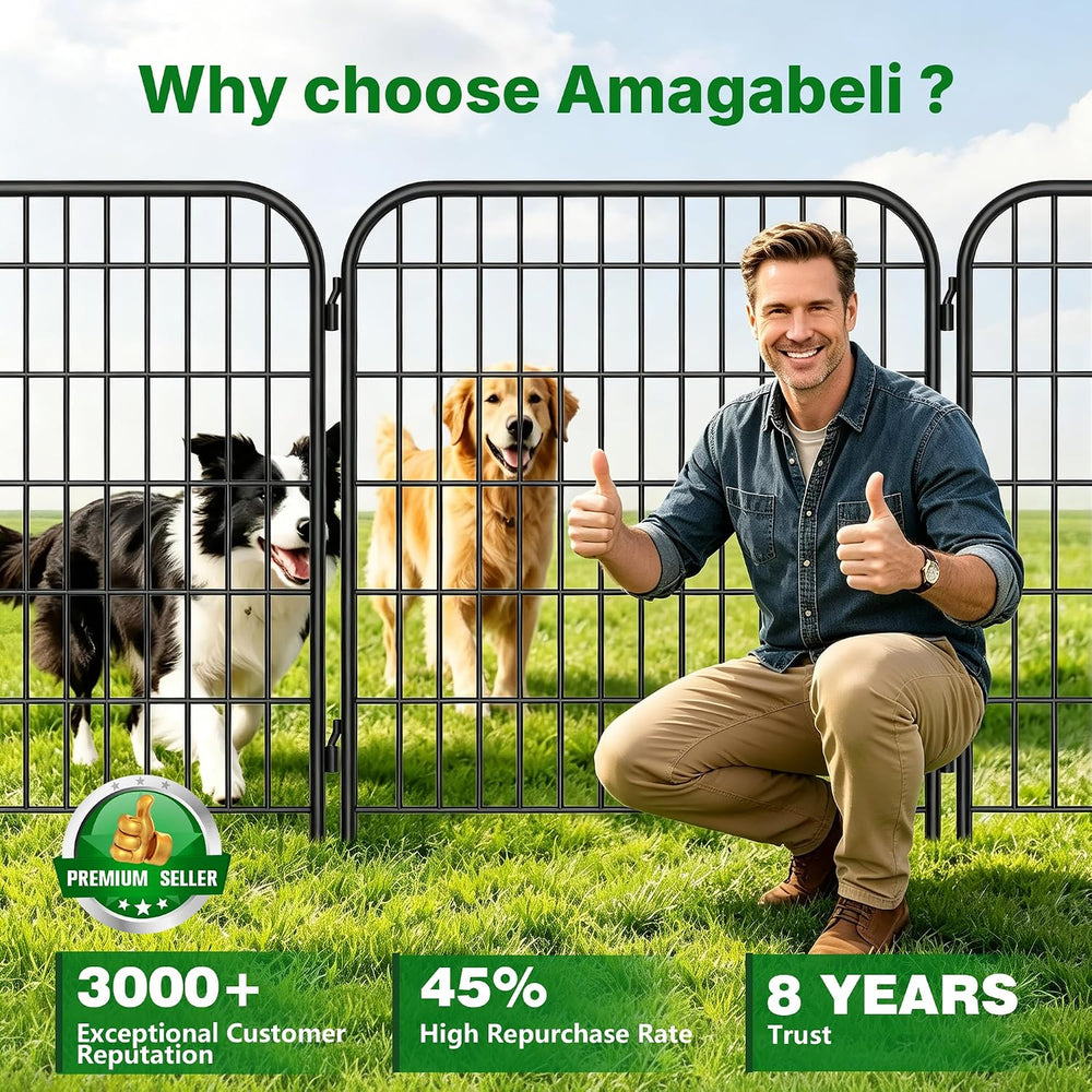 AMAGABELI 6 Panels 32 in(H) X 15 ft(L) Decorative Garden Fence Gate,No Dig Do...