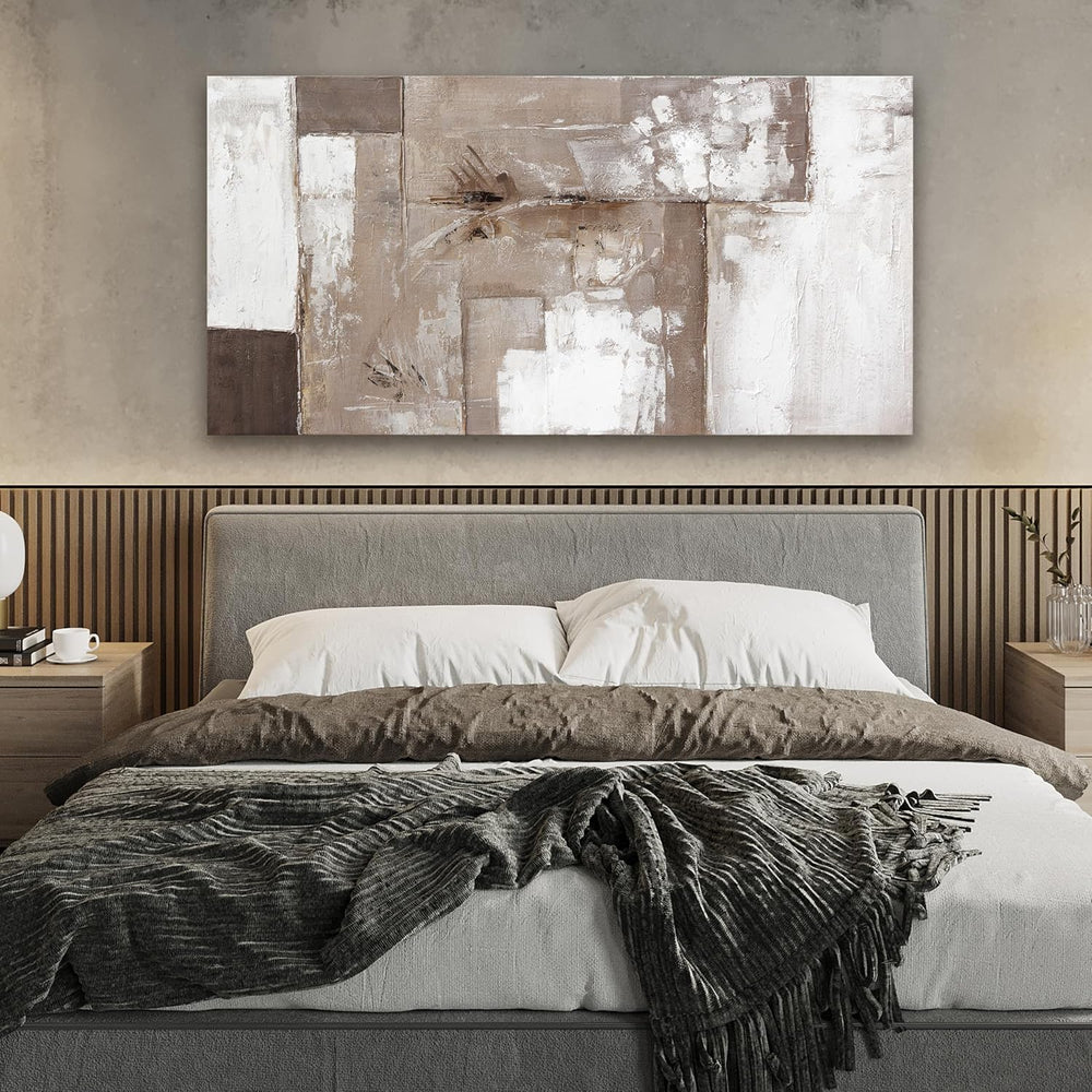 YISXINOAG Brown Grey White Abstract Wall Art Modern Fantasy Canvas 24"X4...