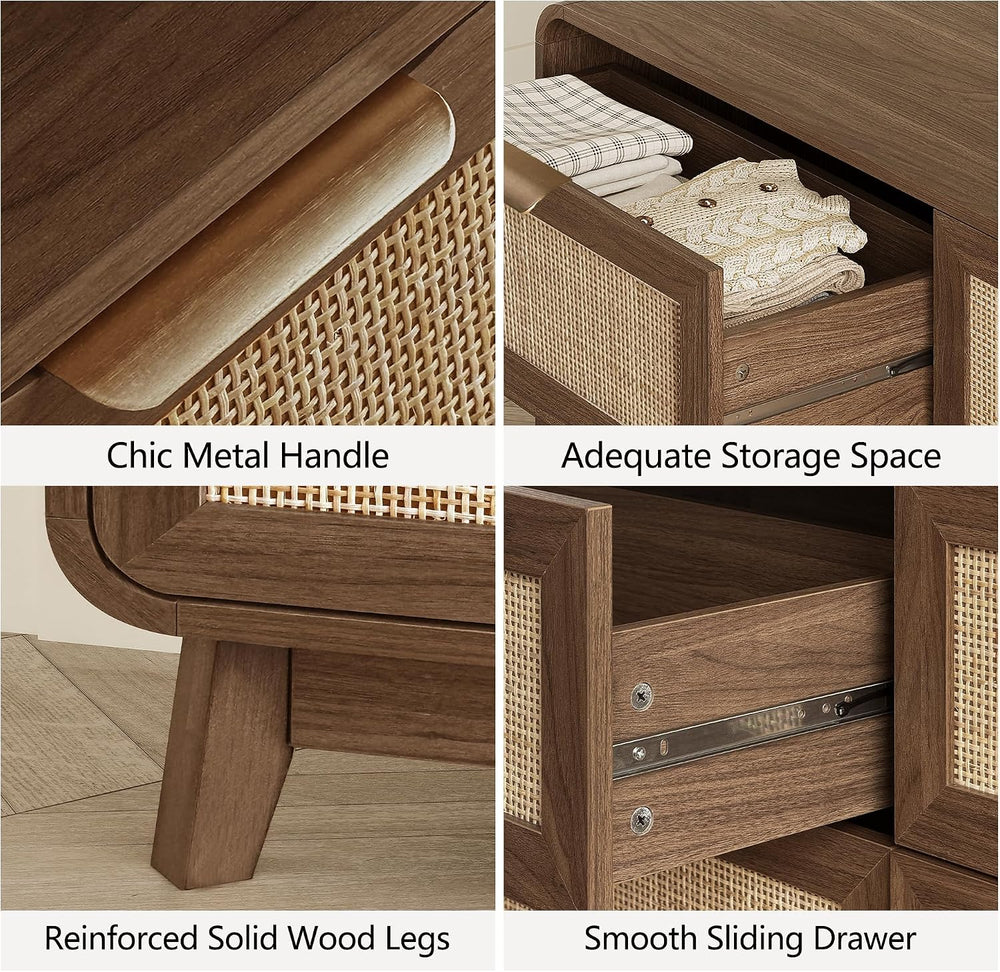 FORTUNETEC Dresser and Nightstand Sets, 3 Piece Bedroom Set, Walnut
