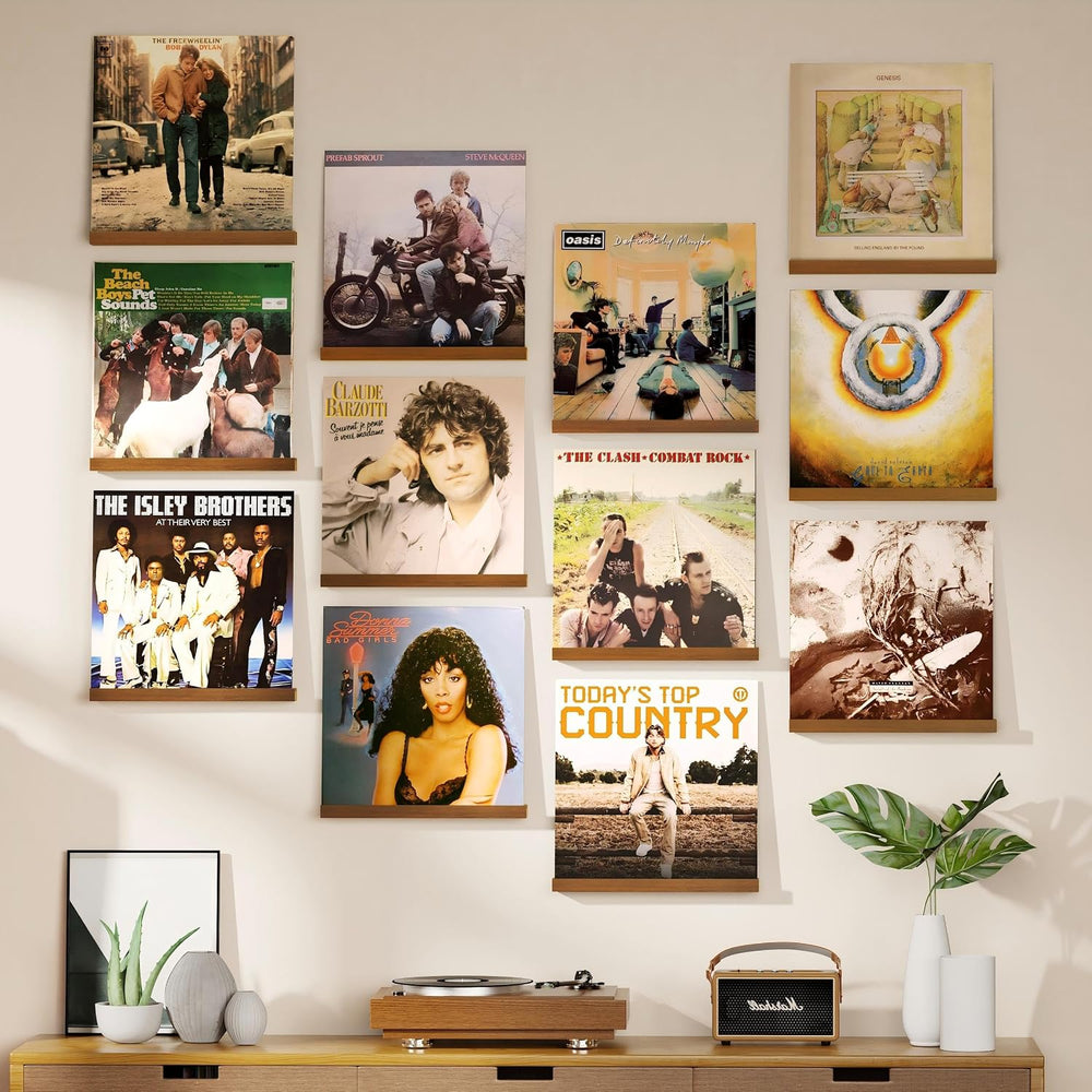 Emfogo Vinyl Record Shelf Wall Mount, 12 Pack Album Record Holder Wall, 12 in...