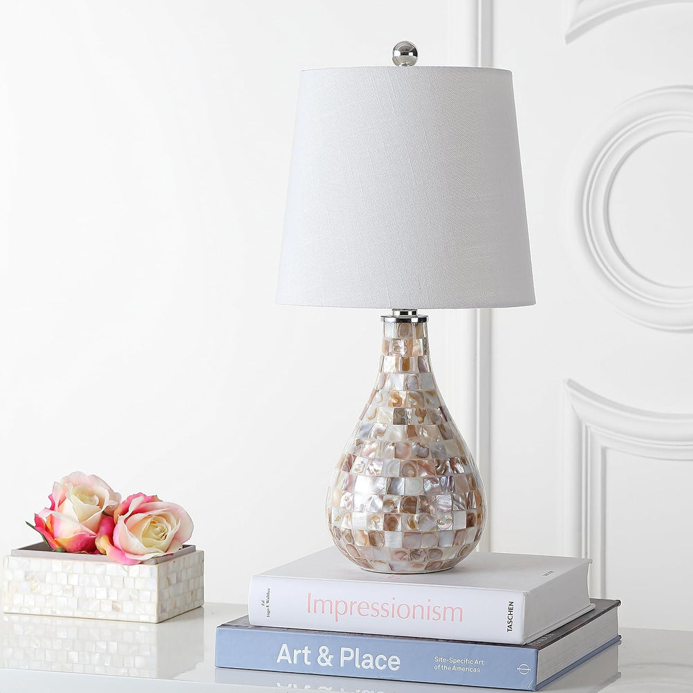JONATHAN Y Mona Coastal Mini LED Table Lamp 20.5" Bedside, Seashell