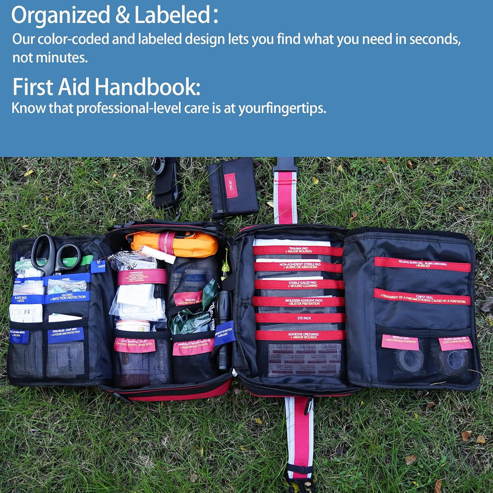 Besst Survivor 401 Pieces First Aid Kit with 2 Chest Seals & Israeli Band...