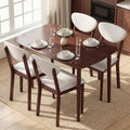 HOMCOM 5-Piece Dining Table Set for 4 with Solid Wood Frame, Cream White