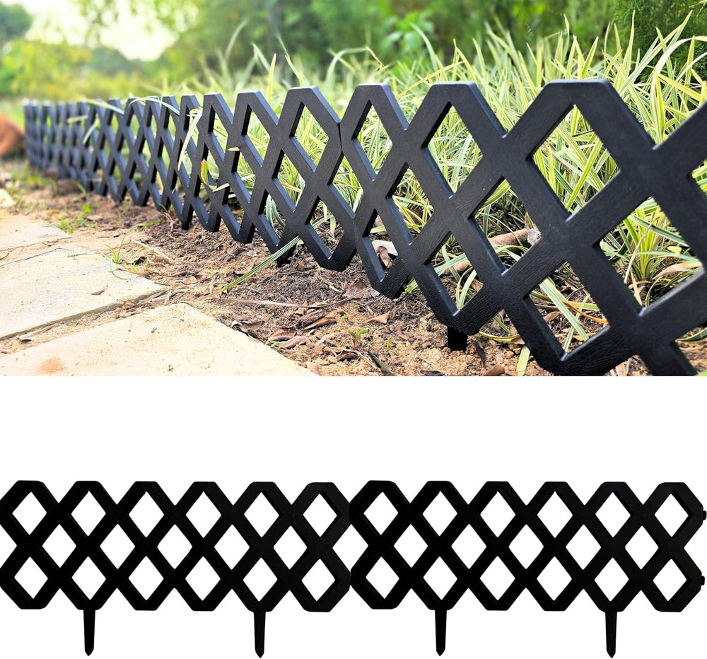 LaLaGreen Garden Edging Border (23x8.5in, 10 Pack) Black Plastic Fence