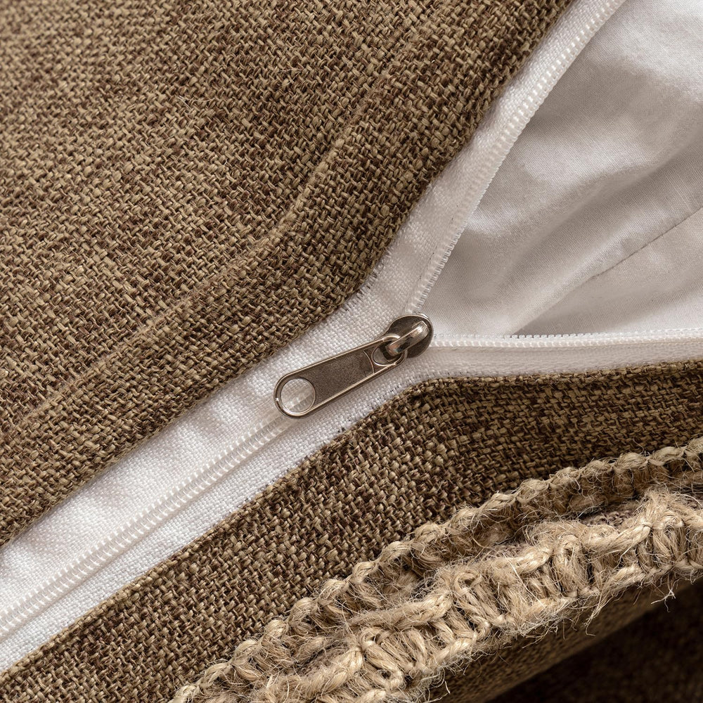 MIULEE Set of 2 Rustic Linen Burlap Throw Pillow Covers 18x18 Brown