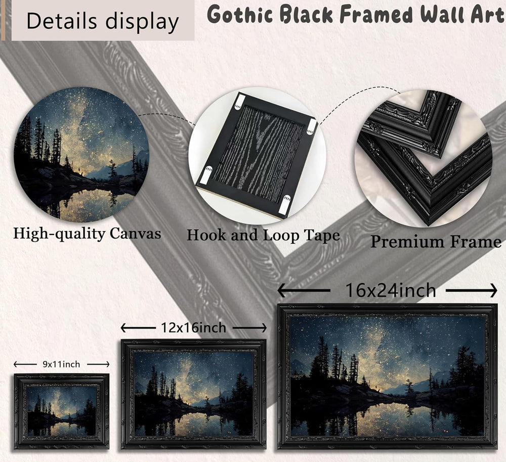EIDHFBFJ Gothic Landscape Framed Wall Art, Moody Dark Forest Wall Decor
