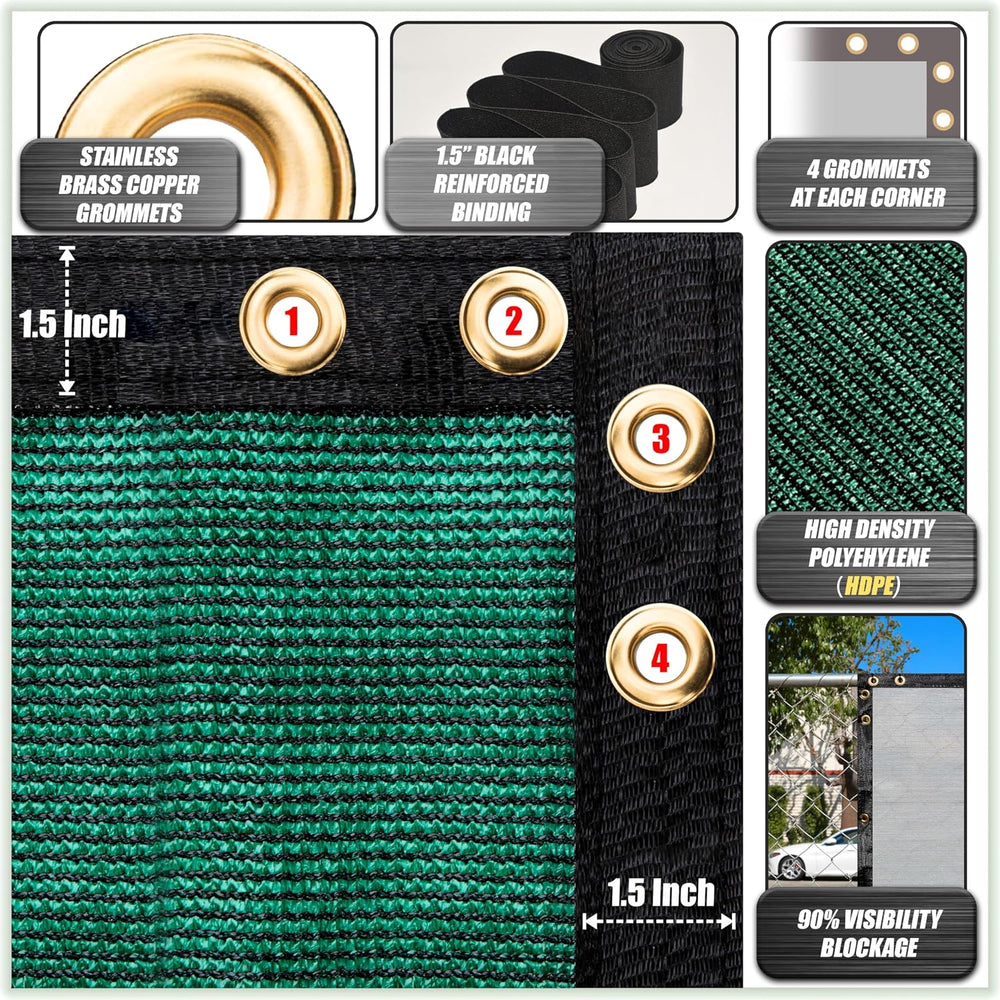 Colour Tree 5' x 75' Green Fence Privacy Screen, 90% Blockage Windscreen