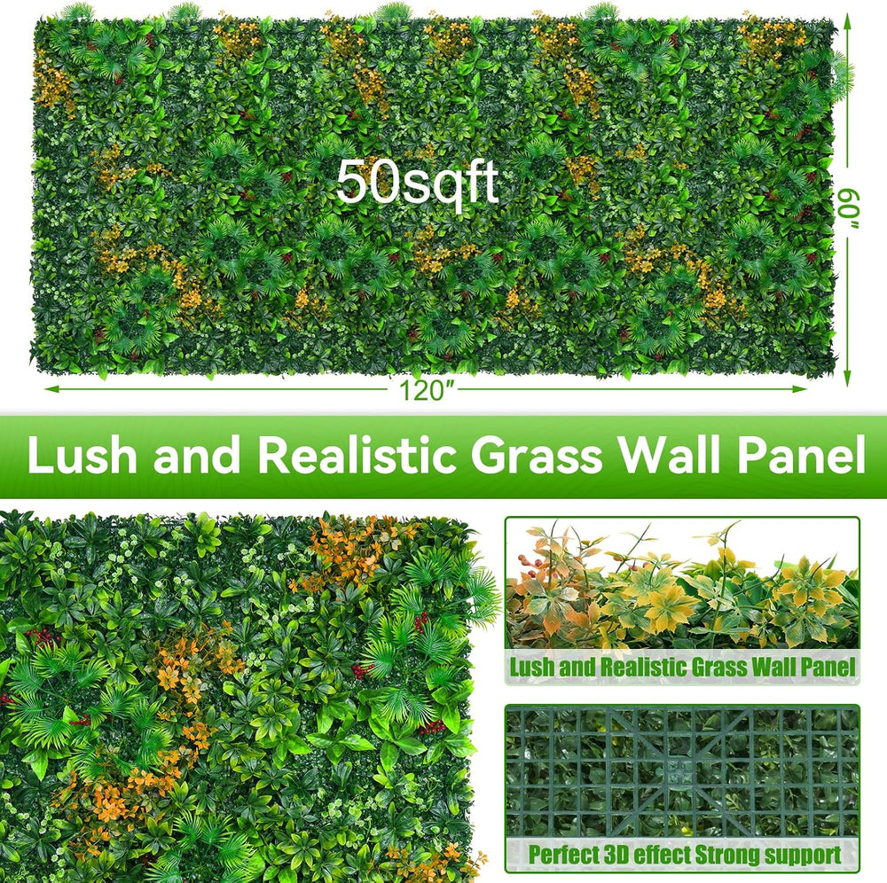 Artificial Grass Wall Panels, 60"x120"(50 SQFT) Boxwood Panels