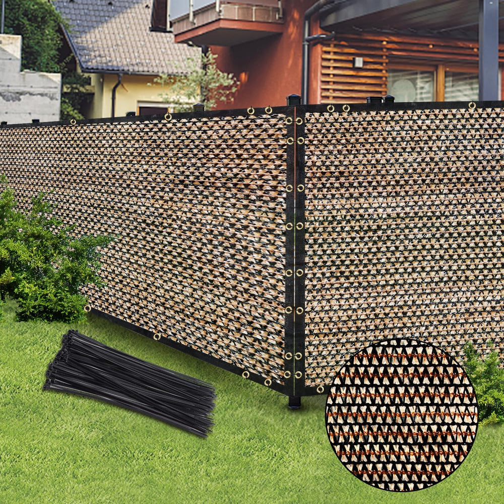 Brown 6FT X 50FT Outdoor Privacy Screen Fence & Mesh Shade Net Cover, Ide...