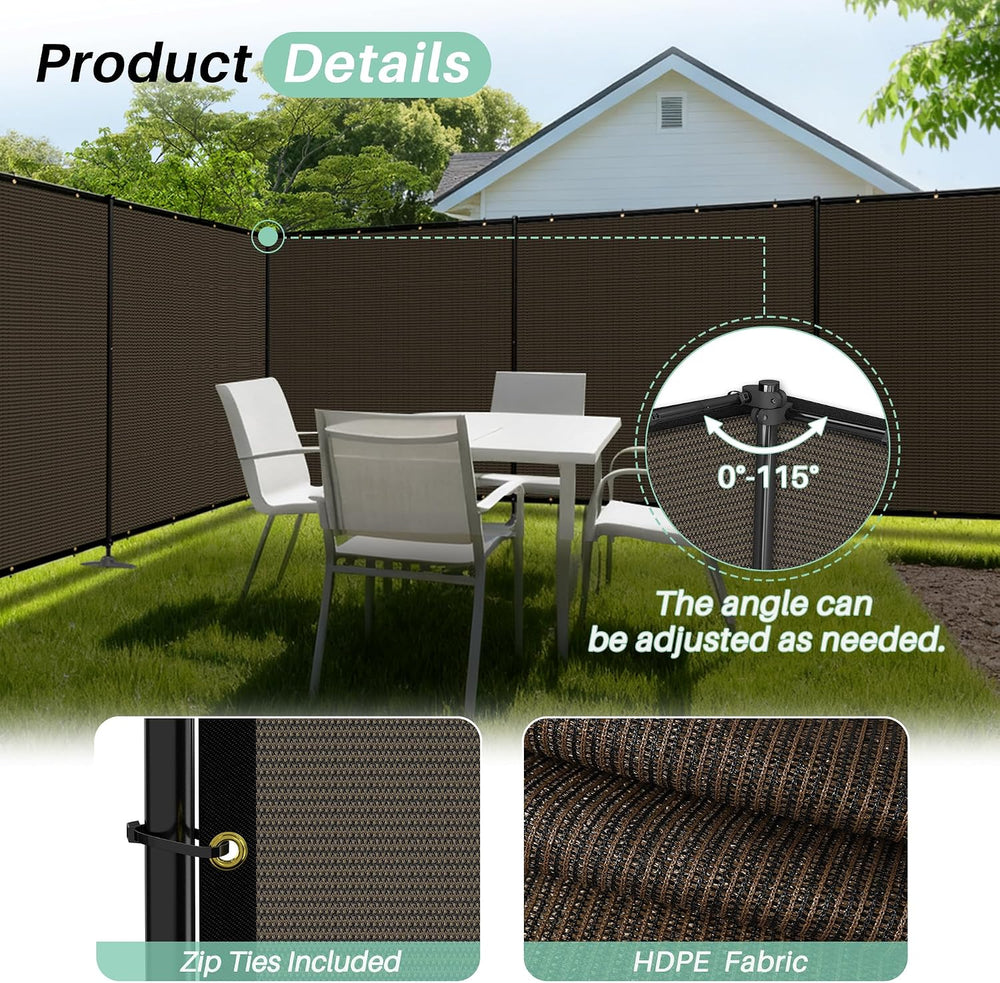 SunnyRoyal 5' x 24' Privacy Fence Screen Panel with Iron Poles Freest...