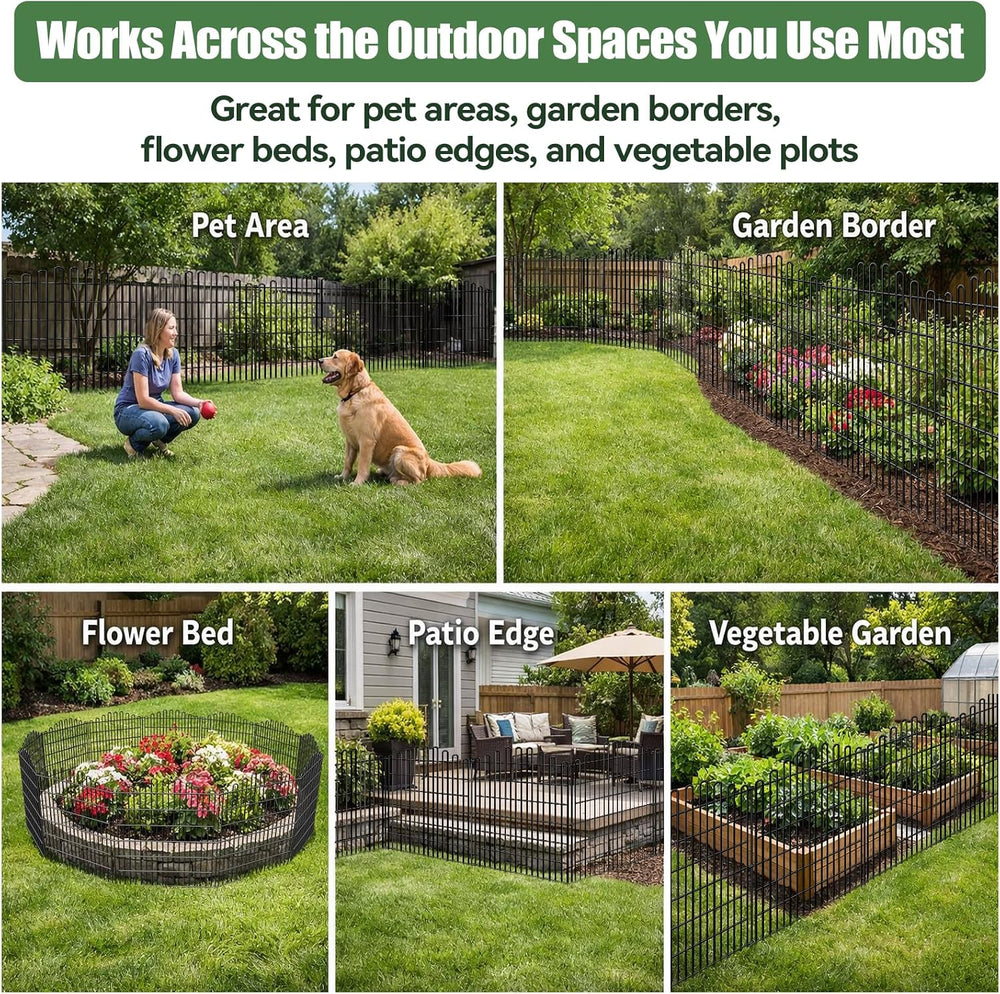 15 Panels No Dig Decorative Garden Fence, Dog Fence Outdoor for Yard