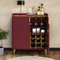 ARTPOWER Coffee Bar Cabinet with Wine Rack&Glass Holder, Red