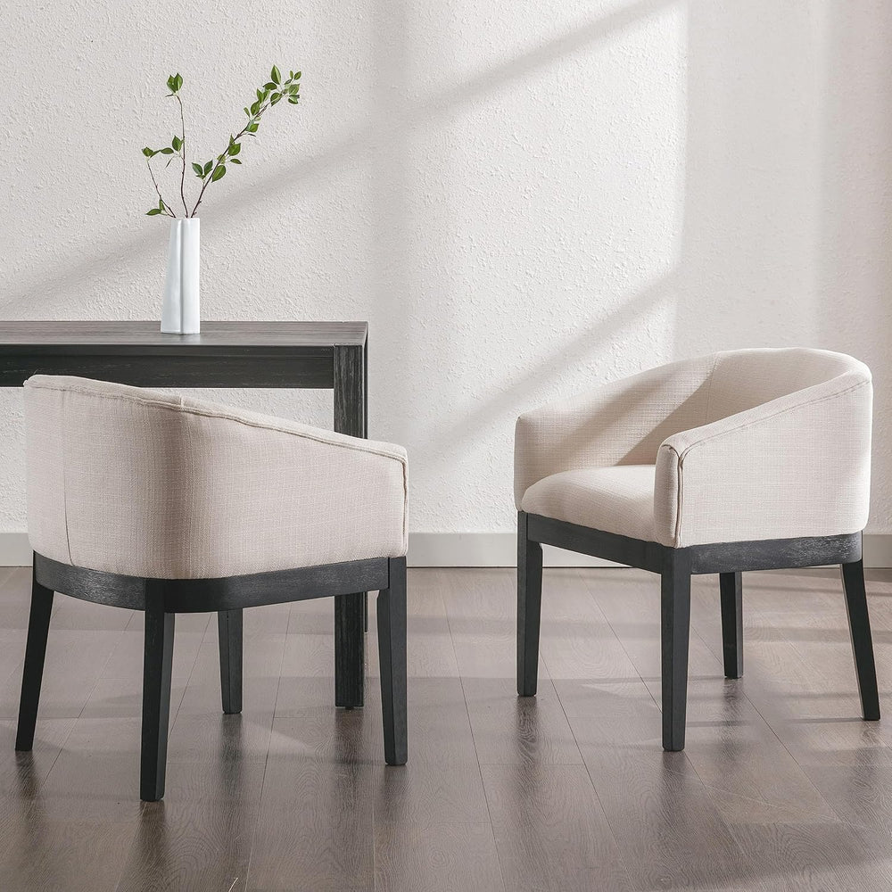 RIVOVA Barrel Dining Chairs Set of 8, Modern Upholstered Linen Kitchen Chair ...