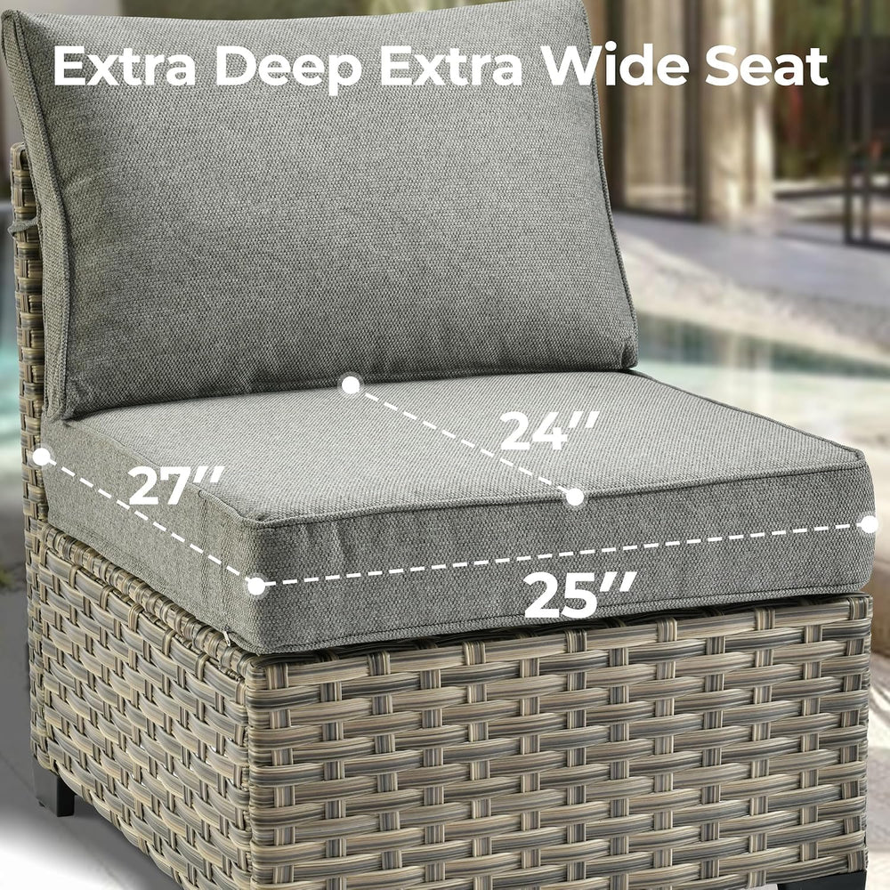 HOOOWOOO Outdoor Sectional Patio Furniture Set with Fire Pit Table,15 Pieces ...