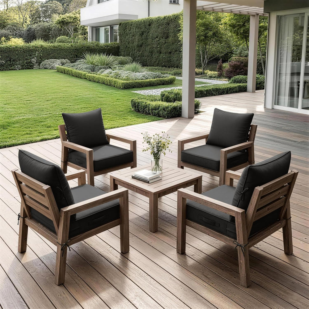 2Pcs Outdoor Seat Cushions 19×19, Waterproof for Patio Chairs, Black