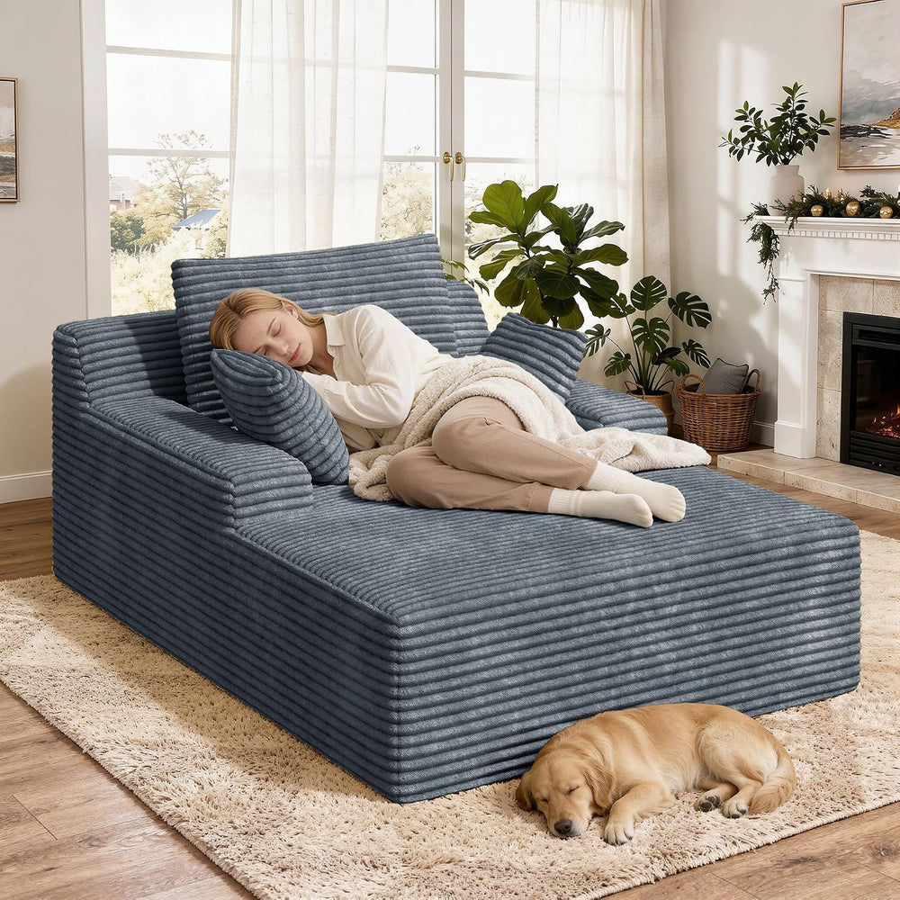 Nebuaegis 51'' Boneless Oversized Chaise Lounge Chair Indoor, Grey