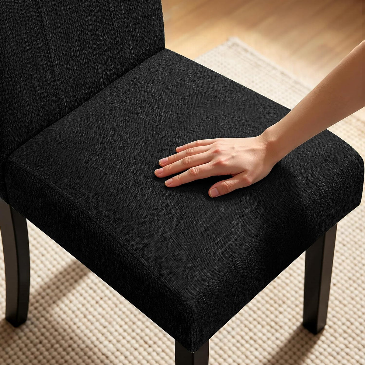 HOMYZOO Dining Chairs Set of 8, Upholstered Dining Room Chairs, Black