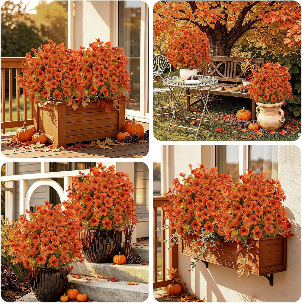 2 Pcs Fall Artificial Silk Flowers with Ground Stake for Outdoor