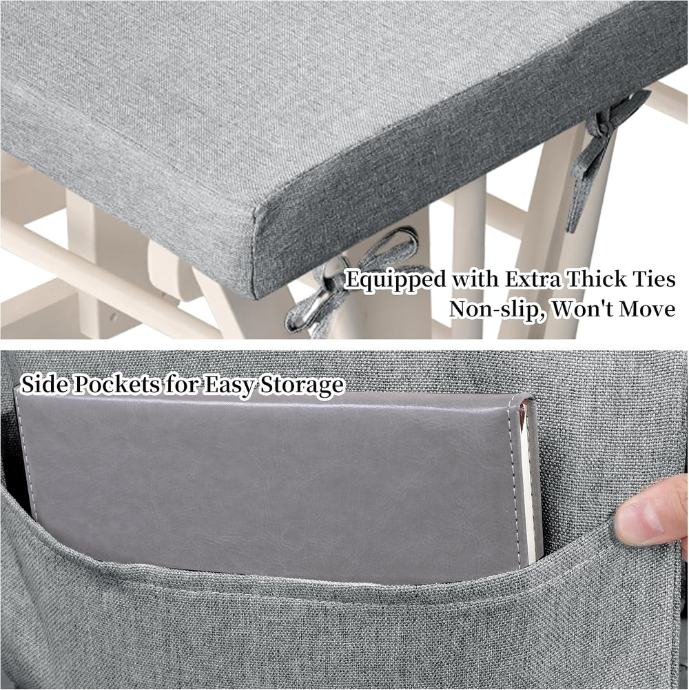HOMBYS Glider Rocker Replacement Cushions with Storage Side Pocket,Linen-Like...