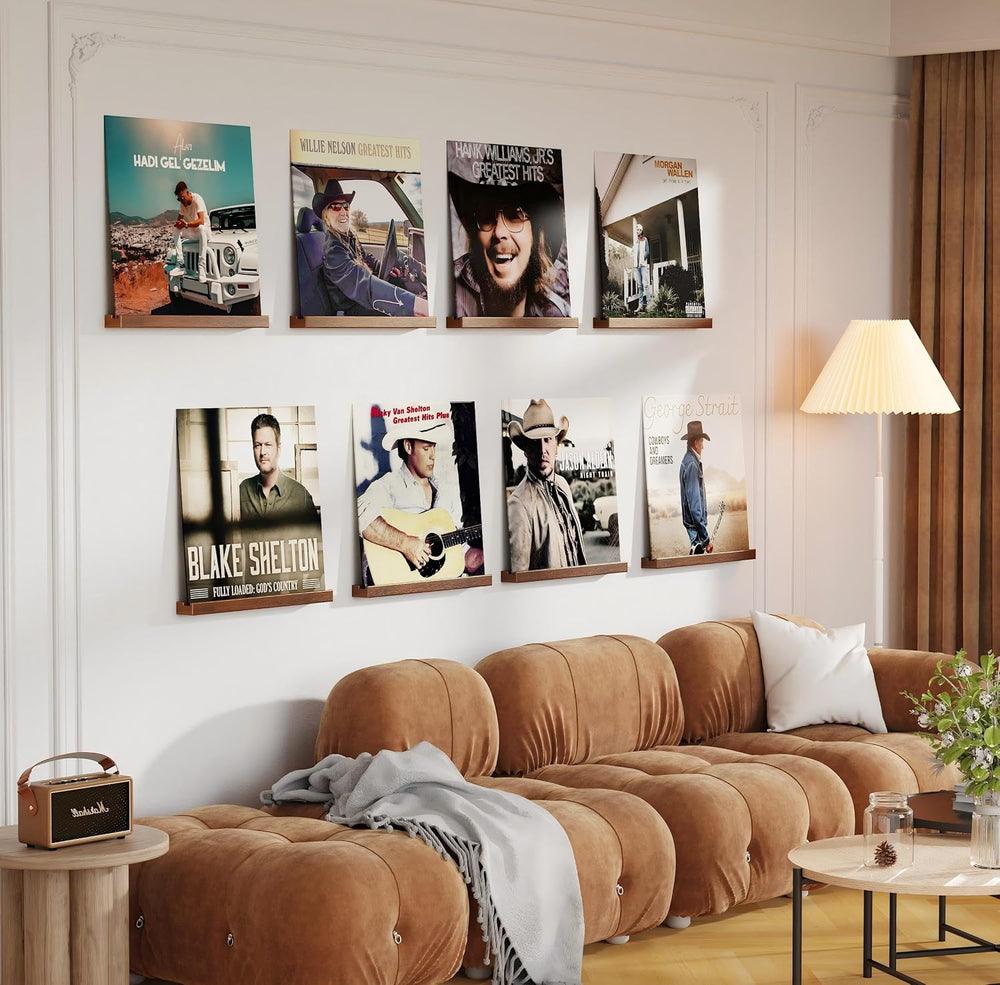 Emfogo Vinyl Record Shelf Wall Mount, 12 Pack Album Record Holder Wall, 12 in...