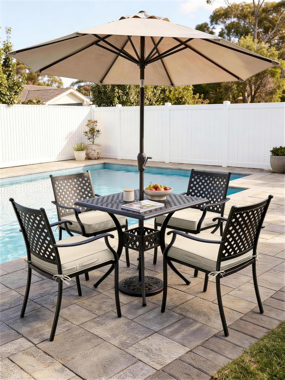 Outdoor Chair Cushions Set of 4,19x19x4 Inch Waterproof Seat Pad