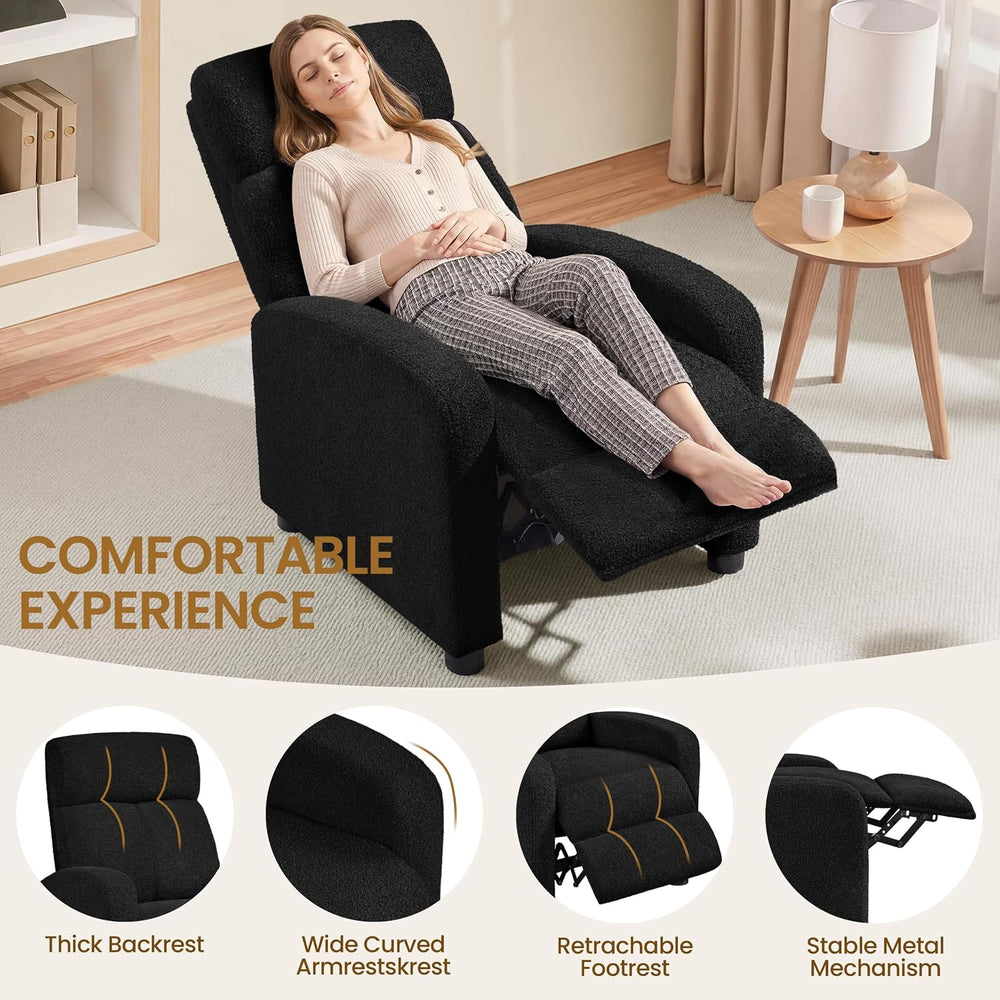 Yaheetech Recliner Chair with 3 Adjustable Angles Living Room Chairs Black