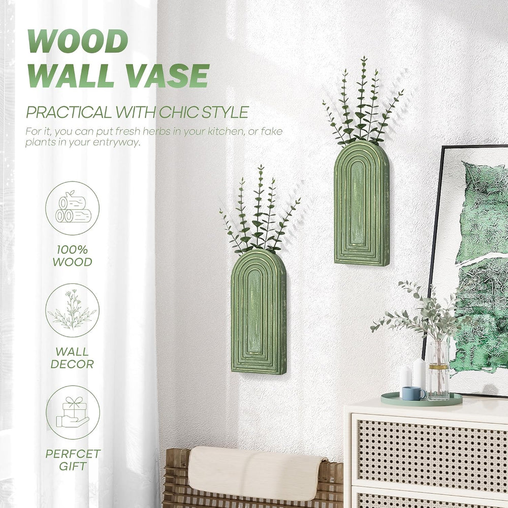 EOSAHR Wall Vase for Flower: Wall Planter Holder for Boho Wall Decor, Green