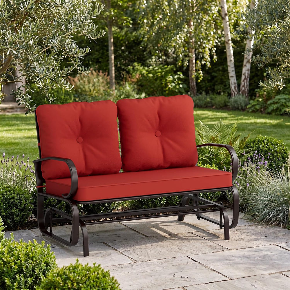 Crownland Outdoor Patio Glider Chair for 2-Person, Red