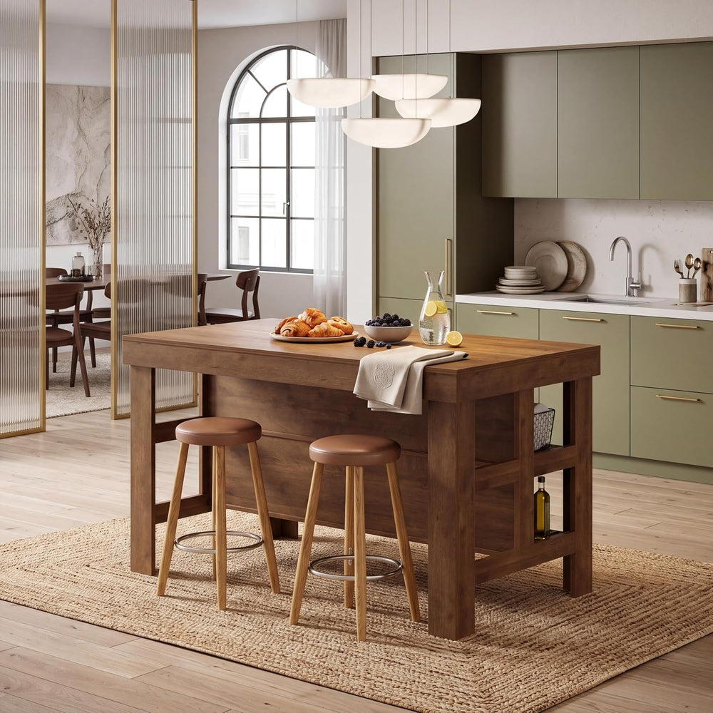 Tribesigns Kitchen Island with Storage Shelves (Vintage Brown)
