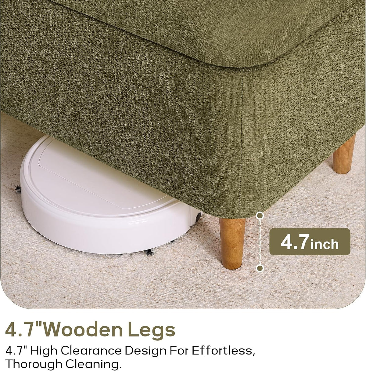 39.4”Ottoman with Storage Set of 2,Upholstered Comfy Storage Bench Ottoman with Wooden Legs,End of Bed Bench Footstool for Hallway Entryway Bedroom Living Room Corner Green
