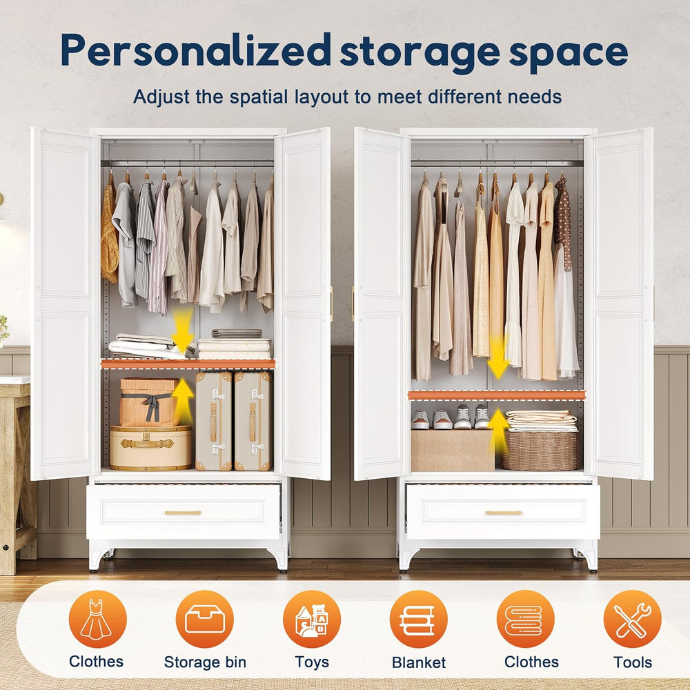 UNICOLY 71" Armoire Wardrobe with Drawer and Hanging Rod