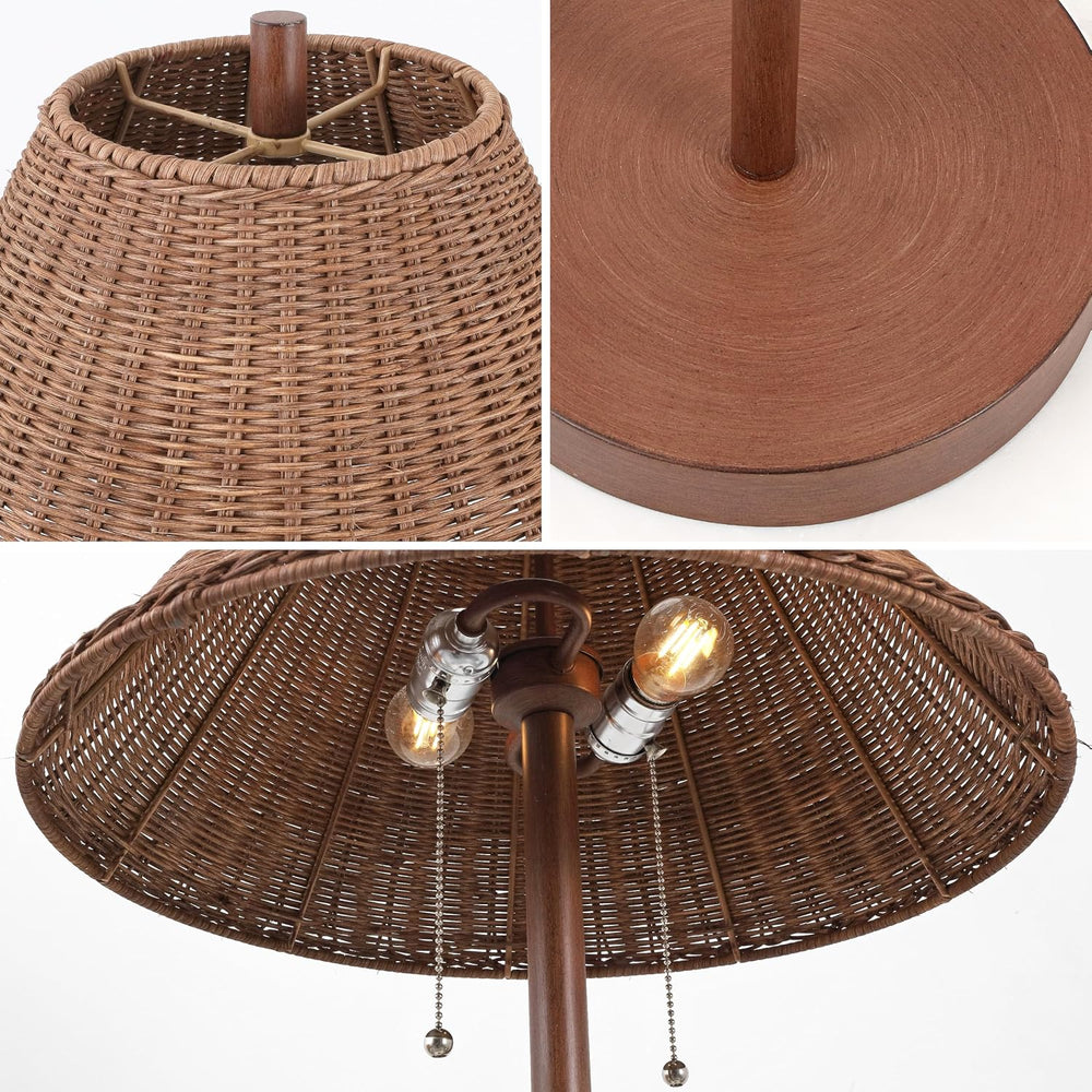 JONATHAN Y Nando 2-Light Coastal Rattan Floor Lamp 61", Brown