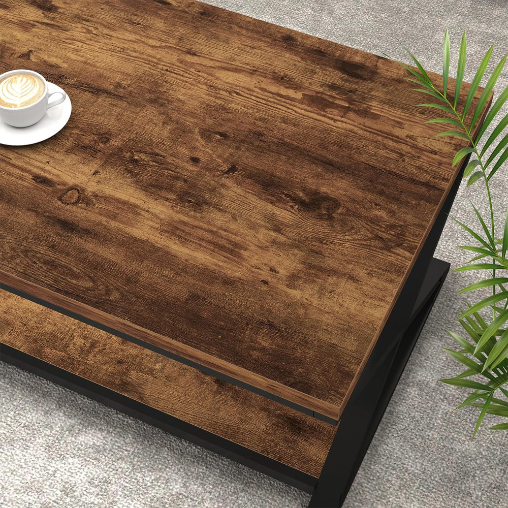 HSH 39" Rectangle Coffee Table with Storage for Living Room, Rustic Brown